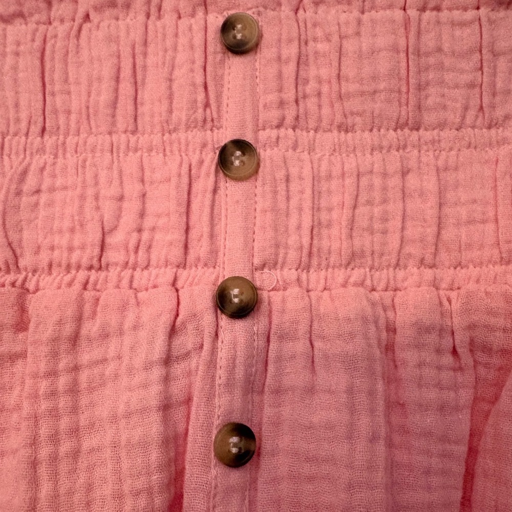 Simply Southern Pink Gauze High Waist Smocked Shorts Taffy M/L - Picture 2 of 8